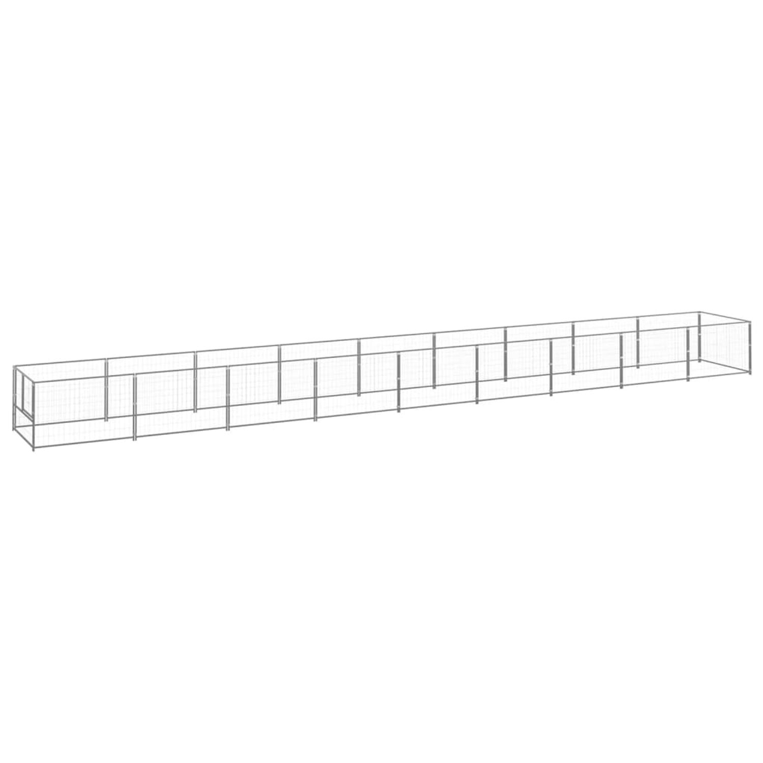 vidaXL Padoc pentru c&acirc;ini, argintiu, 9 m&sup2;, oțel,3082107 fotografia produsului