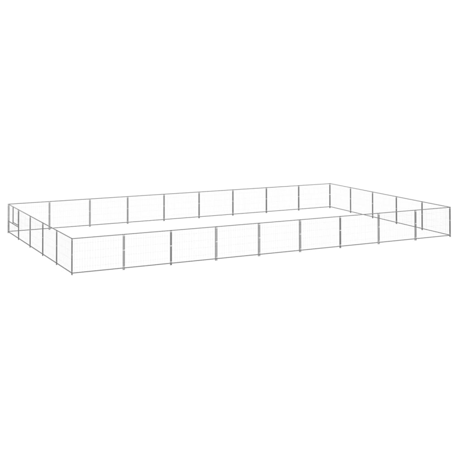 vidaXL Padoc pentru c&acirc;ini, argintiu, 45 m&sup2;, oțel fotografia produsului