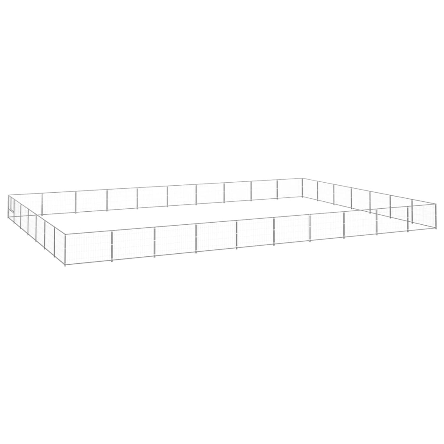 vidaXL Padoc pentru c&acirc;ini, argintiu, 70 m&sup2;, oțel fotografia produsului