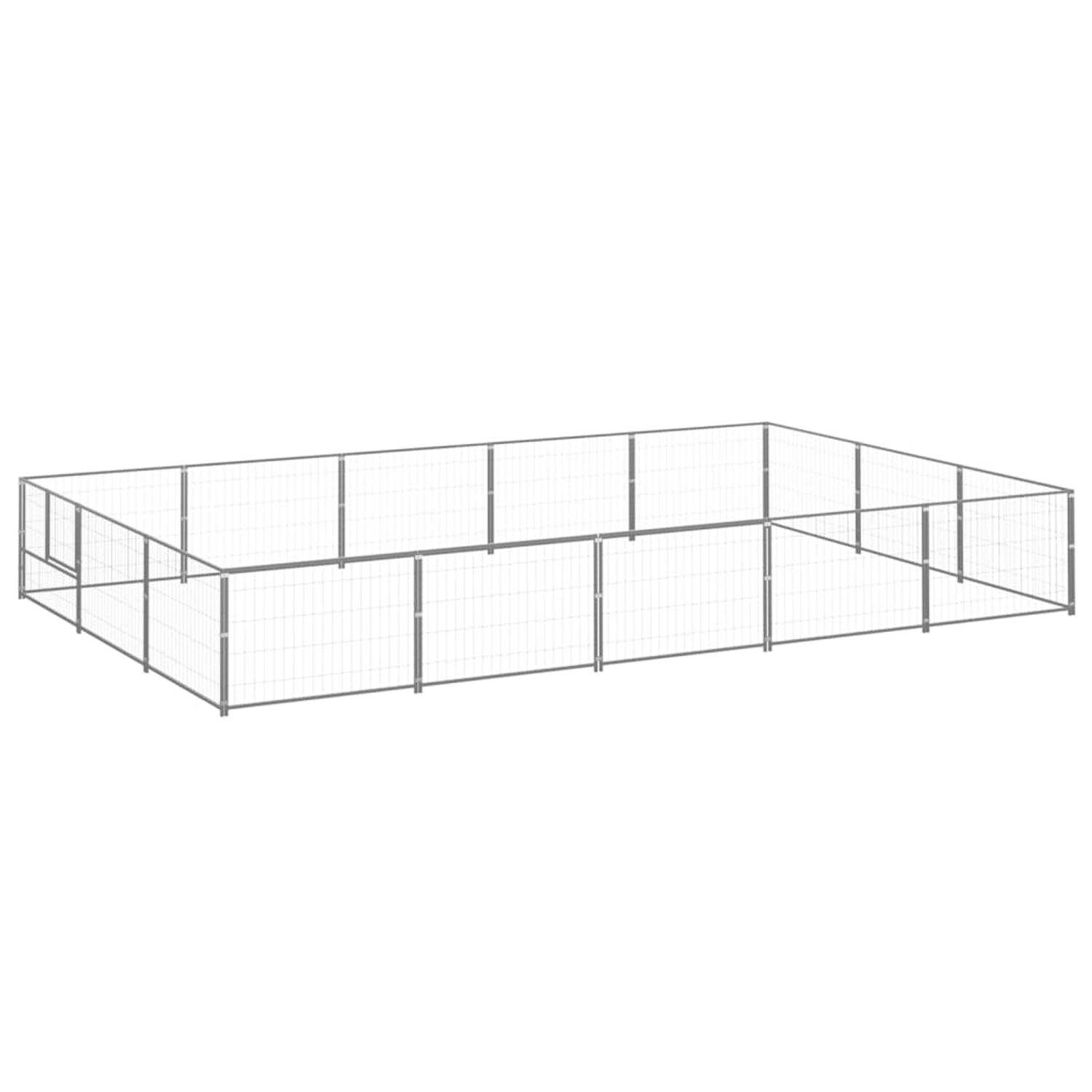 vidaXL Padoc pentru c&acirc;ini, argintiu, 15 m&sup2;, oțel fotografia produsului