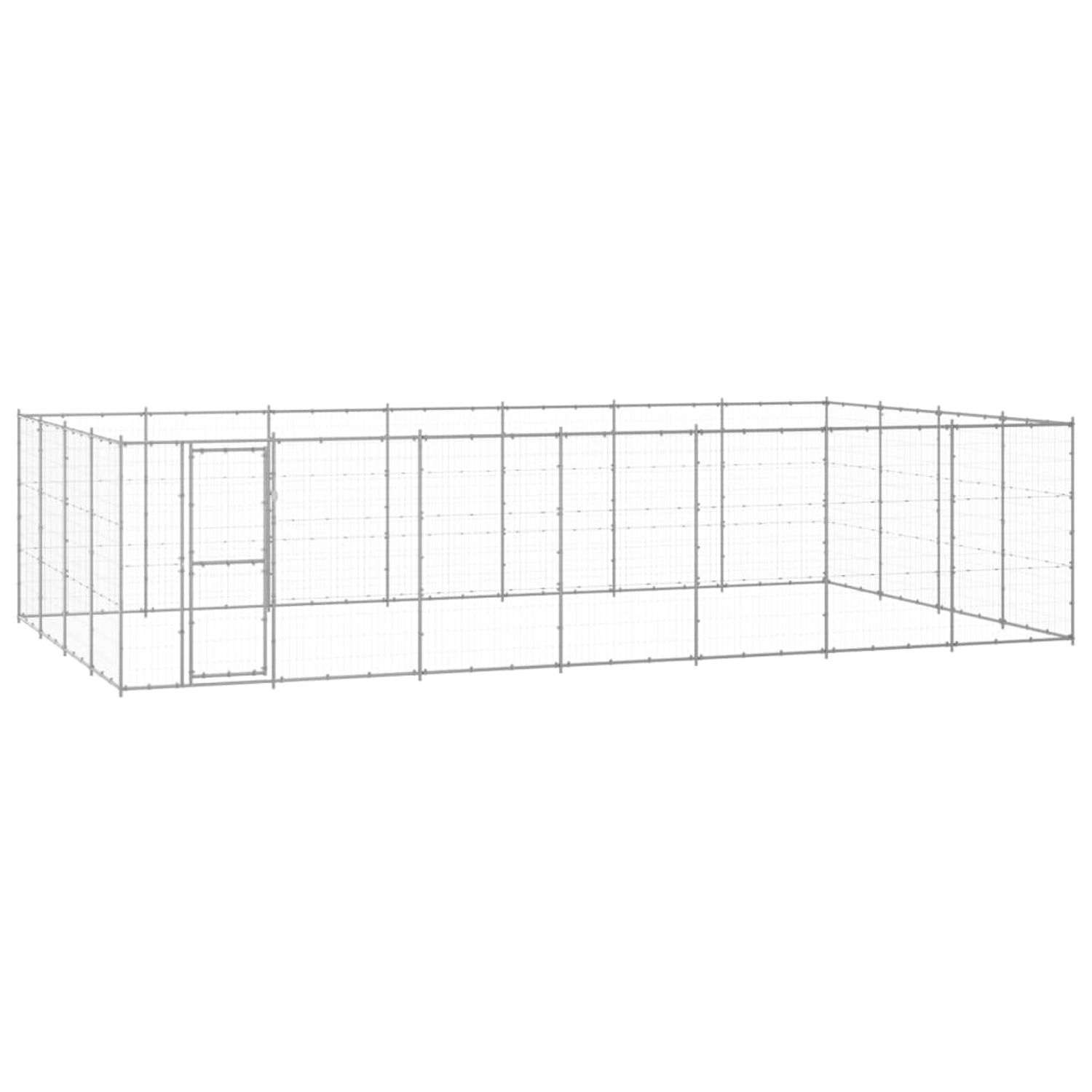 vidaXL Padoc pentru c&acirc;ini de exterior, 33,88 m&sup2;, oțel galvanizat fotografia produsului