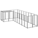 vidaXL Padoc pentru c&acirc;ini, negru, 6,05 m&sup2;, oțel,3082225 fotografia produsului