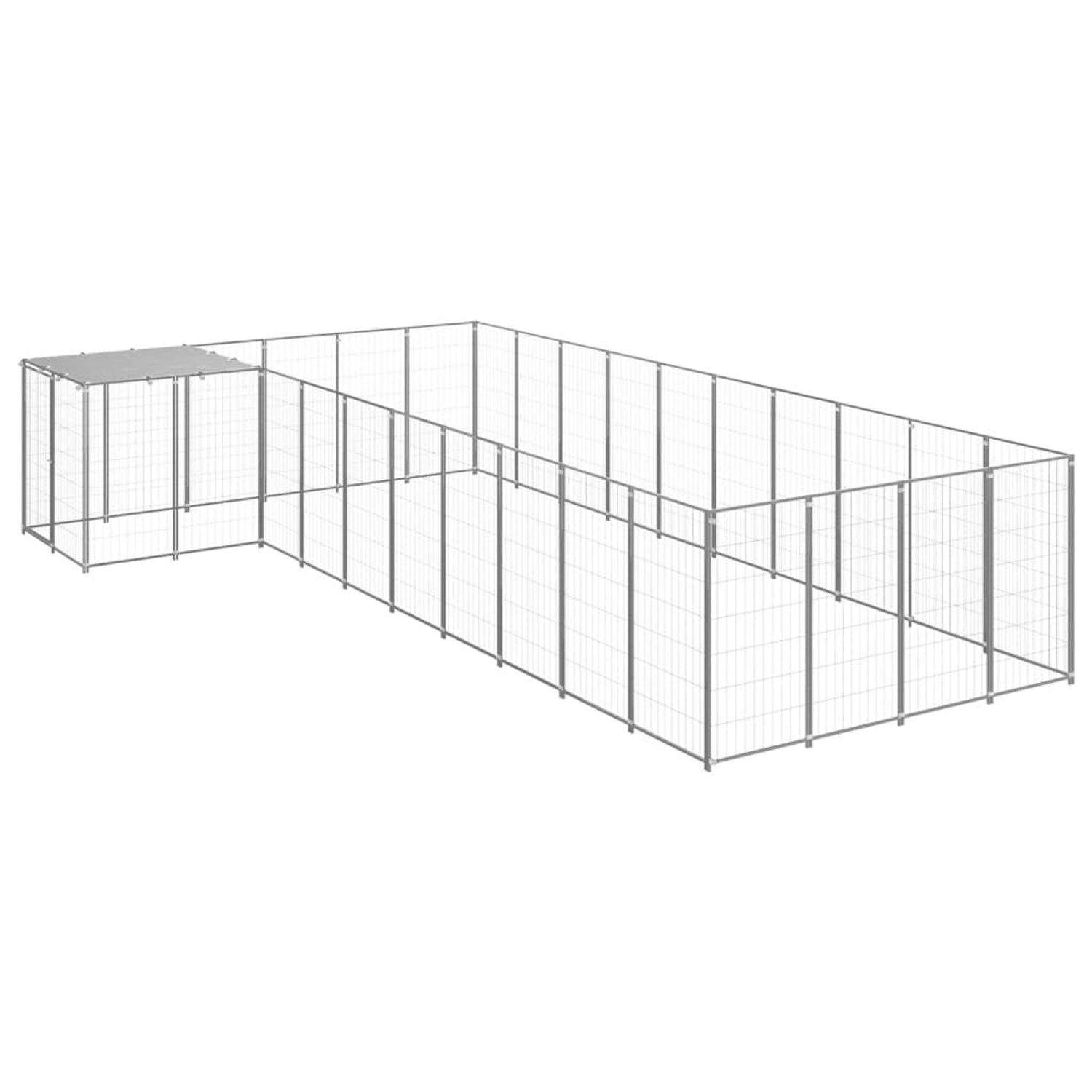 vidaXL Padoc pentru c&acirc;ini, argintiu, 13,31 m&sup2;, oțel fotografia produsului