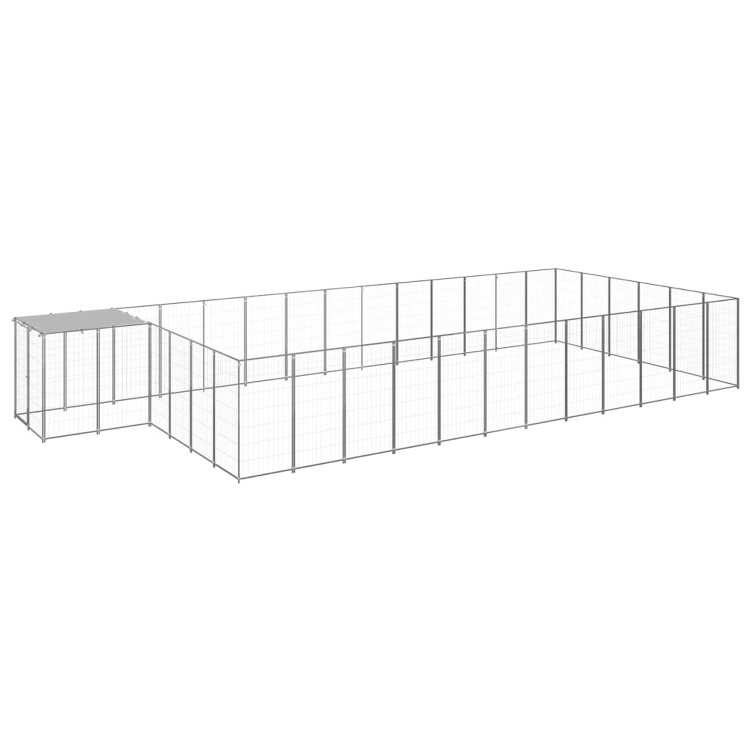 vidaXL Padoc pentru c&acirc;ini, argintiu, 22,99 m&sup2;, oțel fotografia produsului