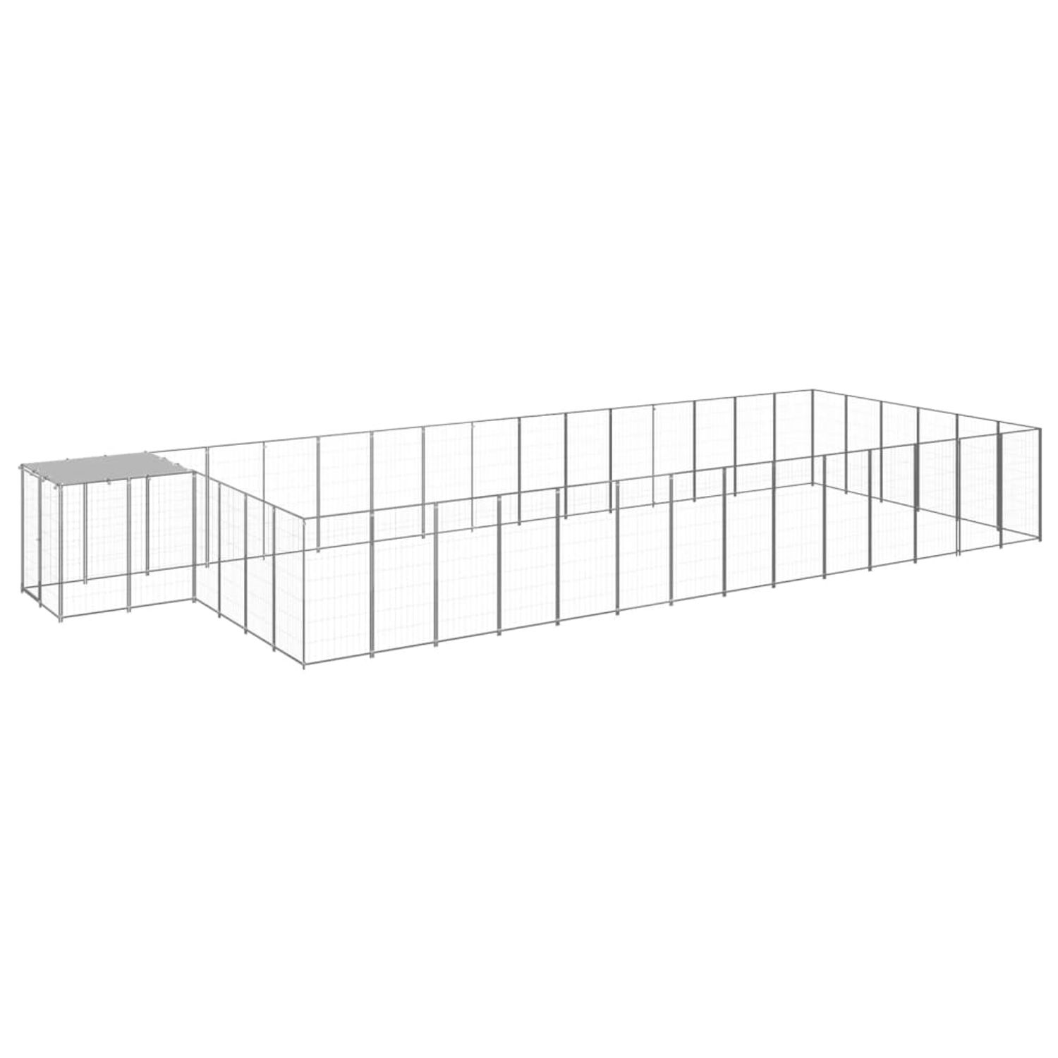 vidaXL Padoc pentru c&acirc;ini, argintiu, 26,62 m&sup2;, oțel fotografia produsului