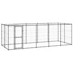 vidaXL Padoc pentru c&acirc;ini de exterior cu acoperiș, 12,1 m&sup2;, oțel,3082294 fotografia produsului