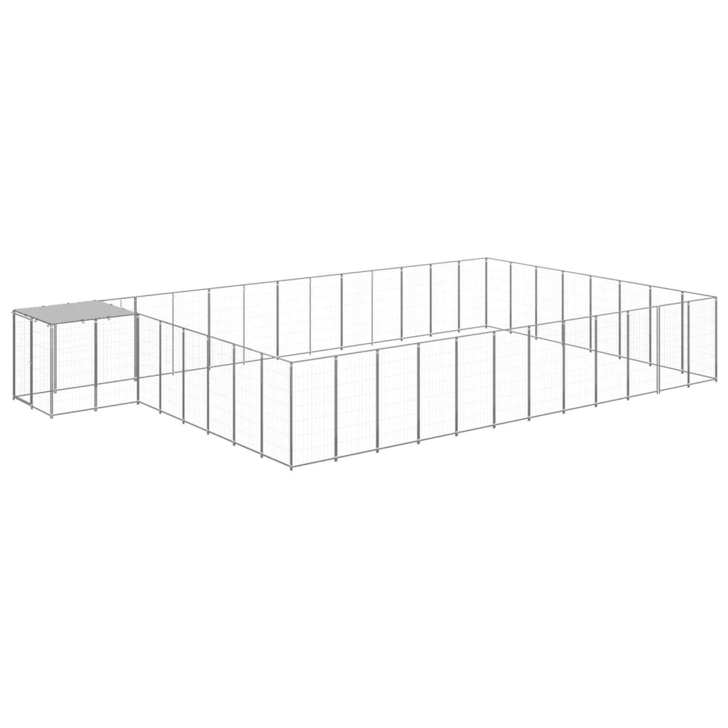 vidaXL Padoc pentru c&acirc;ini, argintiu, 30,25 m&sup2;, oțel fotografia produsului