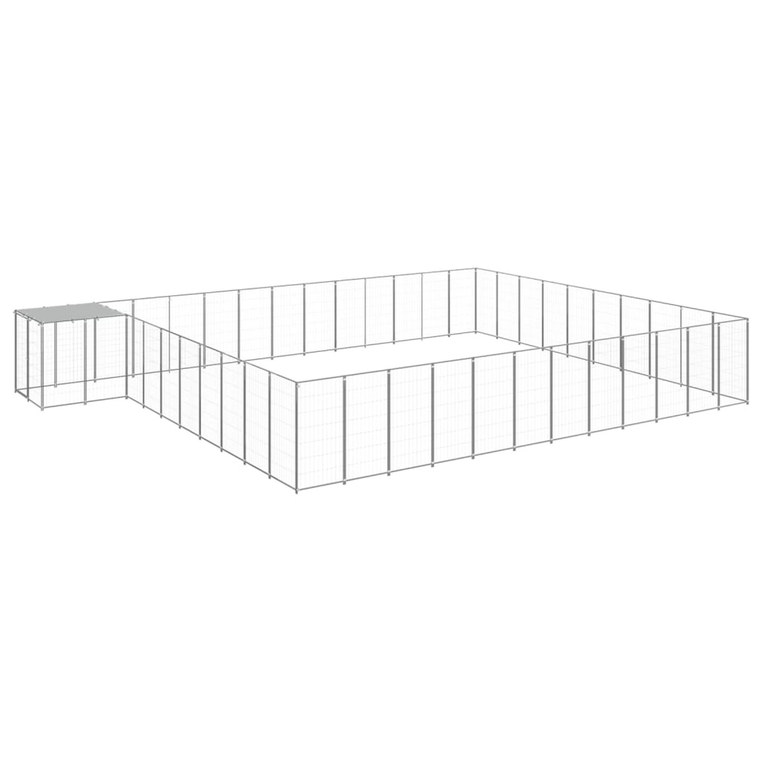 vidaXL Padoc pentru c&acirc;ini, argintiu, 37,51 m&sup2;, oțel fotografia produsului