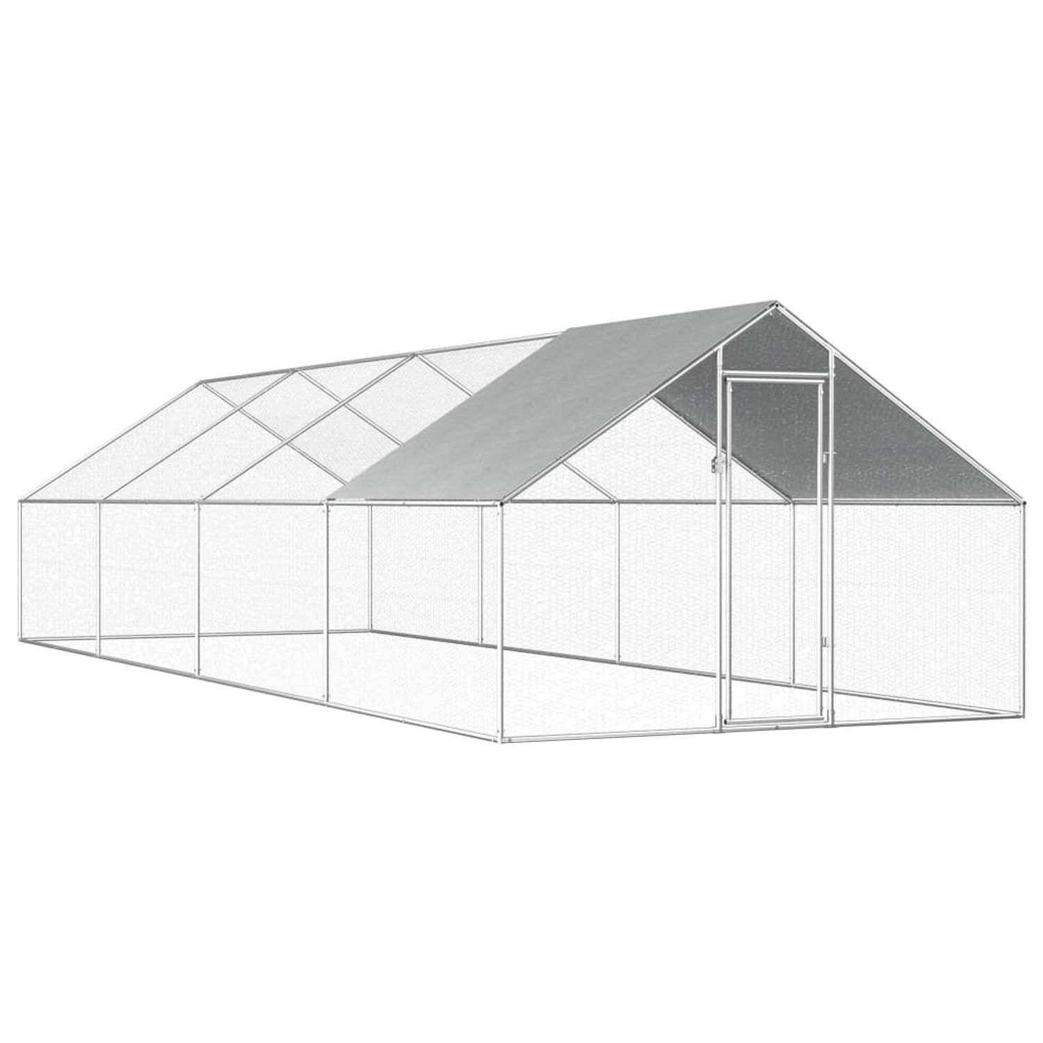 vidaXL Coteț de păsări pentru exterior, 2,75x8x1,92m, oțel galvanizat fotografia produsului