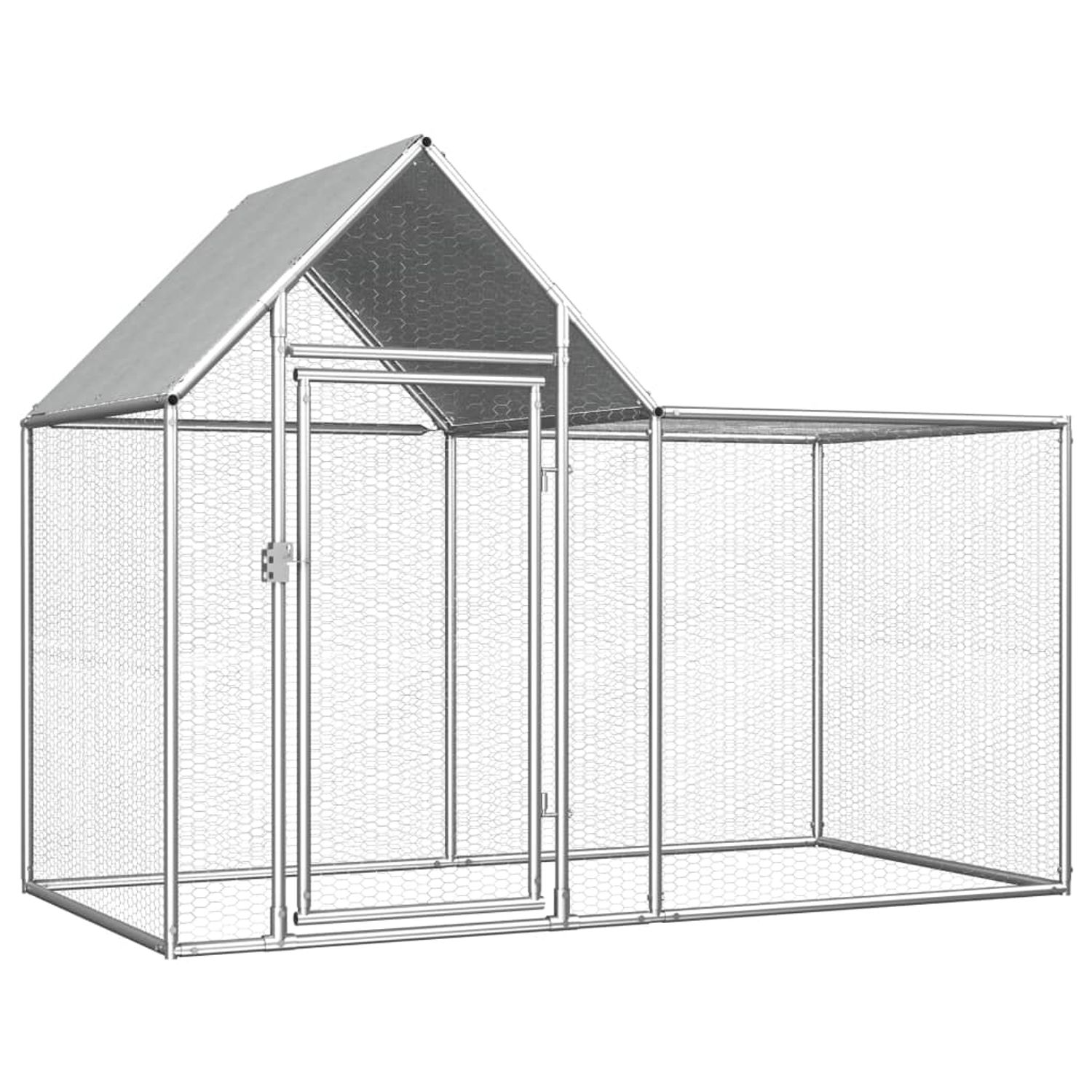 vidaXL Coteț pentru păsări, 2 x 1 x 1,5 m, oțel galvanizat fotografia produsului