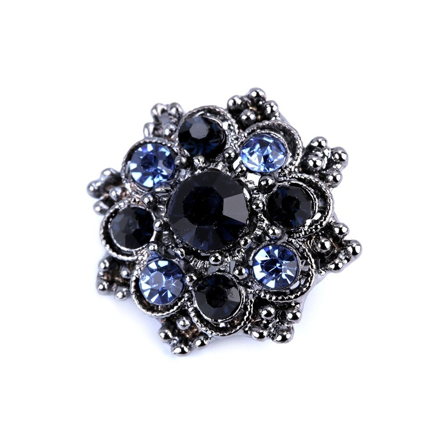 Brosa floare cu strasuri 2.2 cm, Albastru antracit fotografia produsului