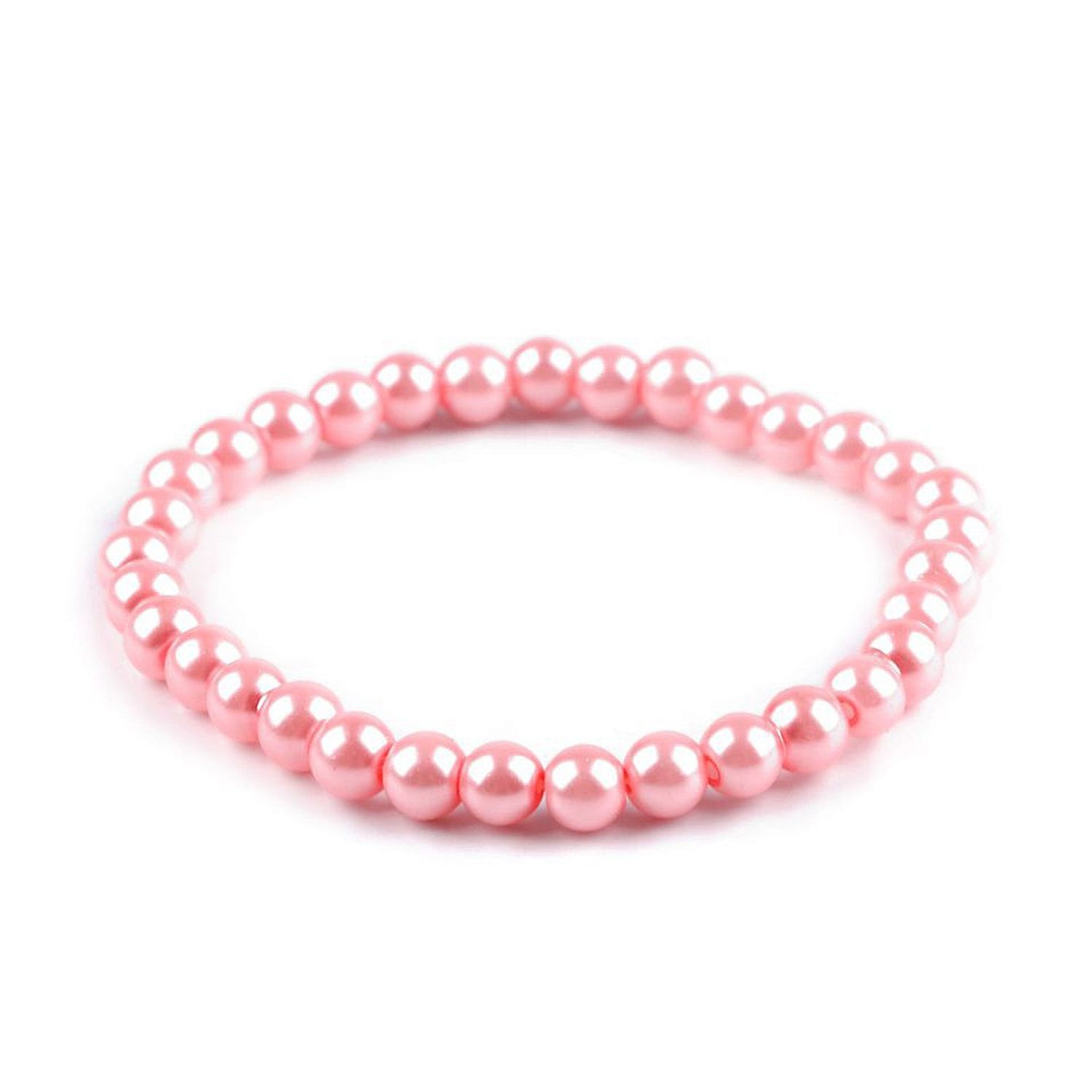 Bratara elastica din perle de sticla 19 cm, Roz fotografia produsului