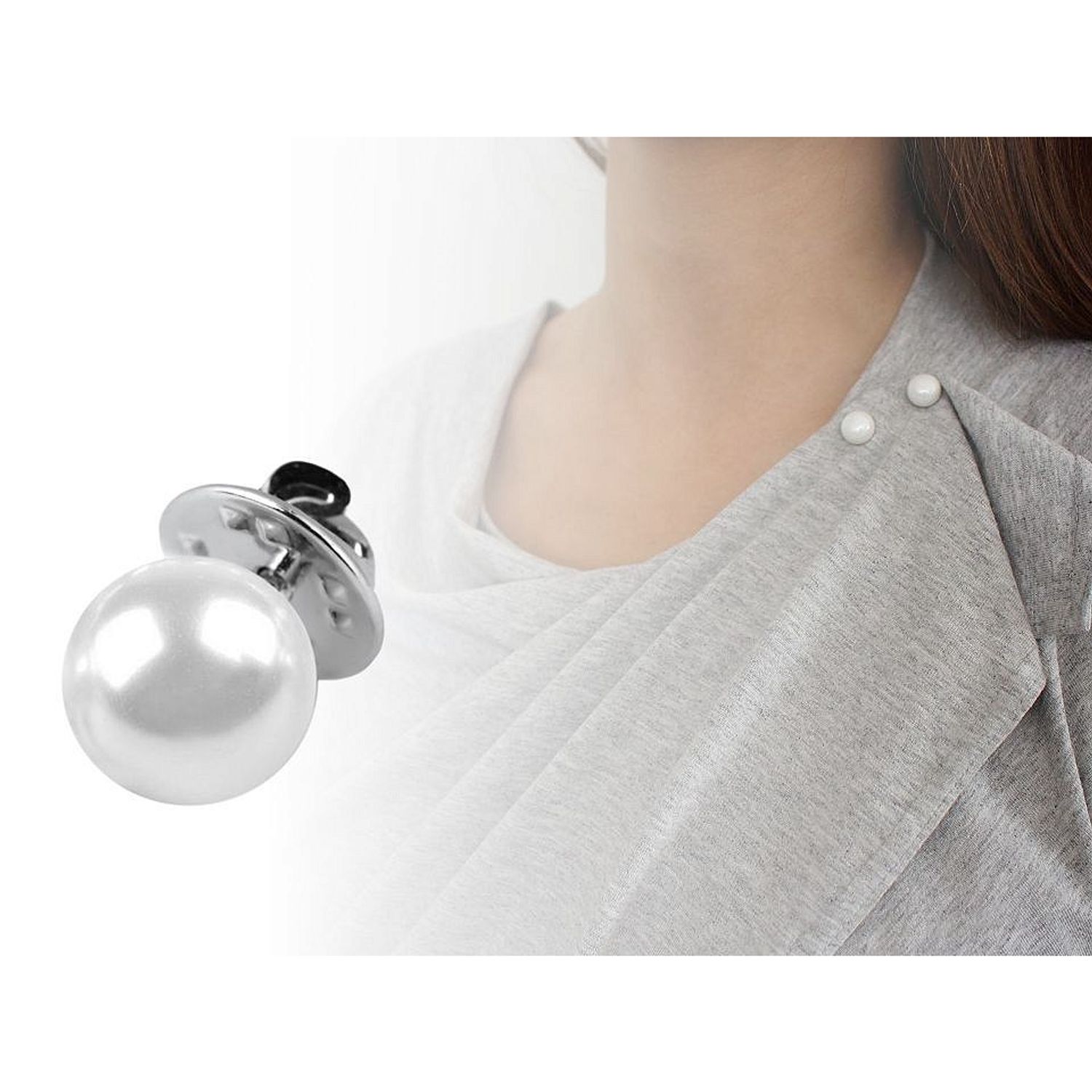 Brosa perla, inchizatoare decorativa 1 cm Alba fotografia produsului View 2 L