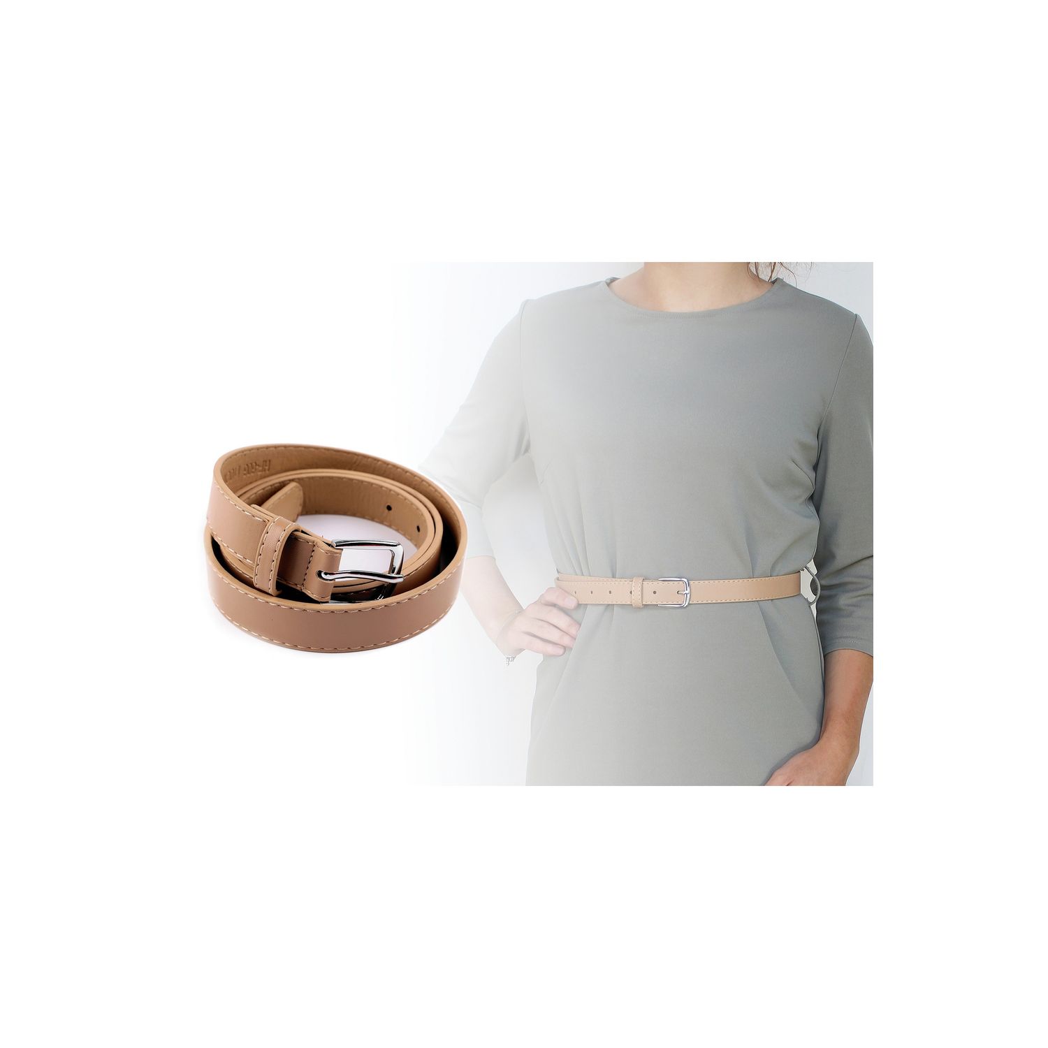 Curea pentru dama latime 2,3 cm, lungime 110 cm, Bej fotografia produsului View 2 L