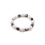 Bratara elastica cu margele acrilice 20 cm Alba fotografia produsului