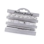 Set 3 bratari piele ecologica 21.5 cm, Argintiu metalic fotografia produsului