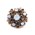 Brosa floare cu strasuri 2.2 cm, Alb-auriu fotografia produsului