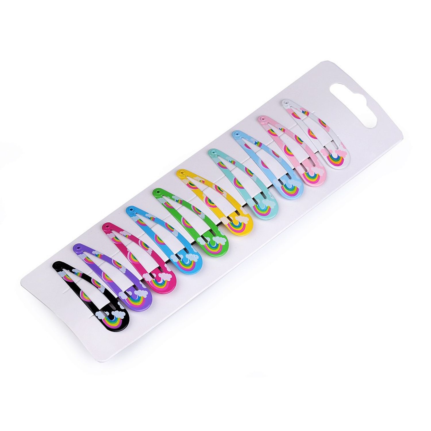 Set agrafe colorate pentru par cu imprimeu Curcubeu, 10 bucati fotografia produsului View 2 L