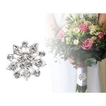 Brosa cu strasuri pentru buchetul miresei, floare argintie fotografia produsului View 3 S