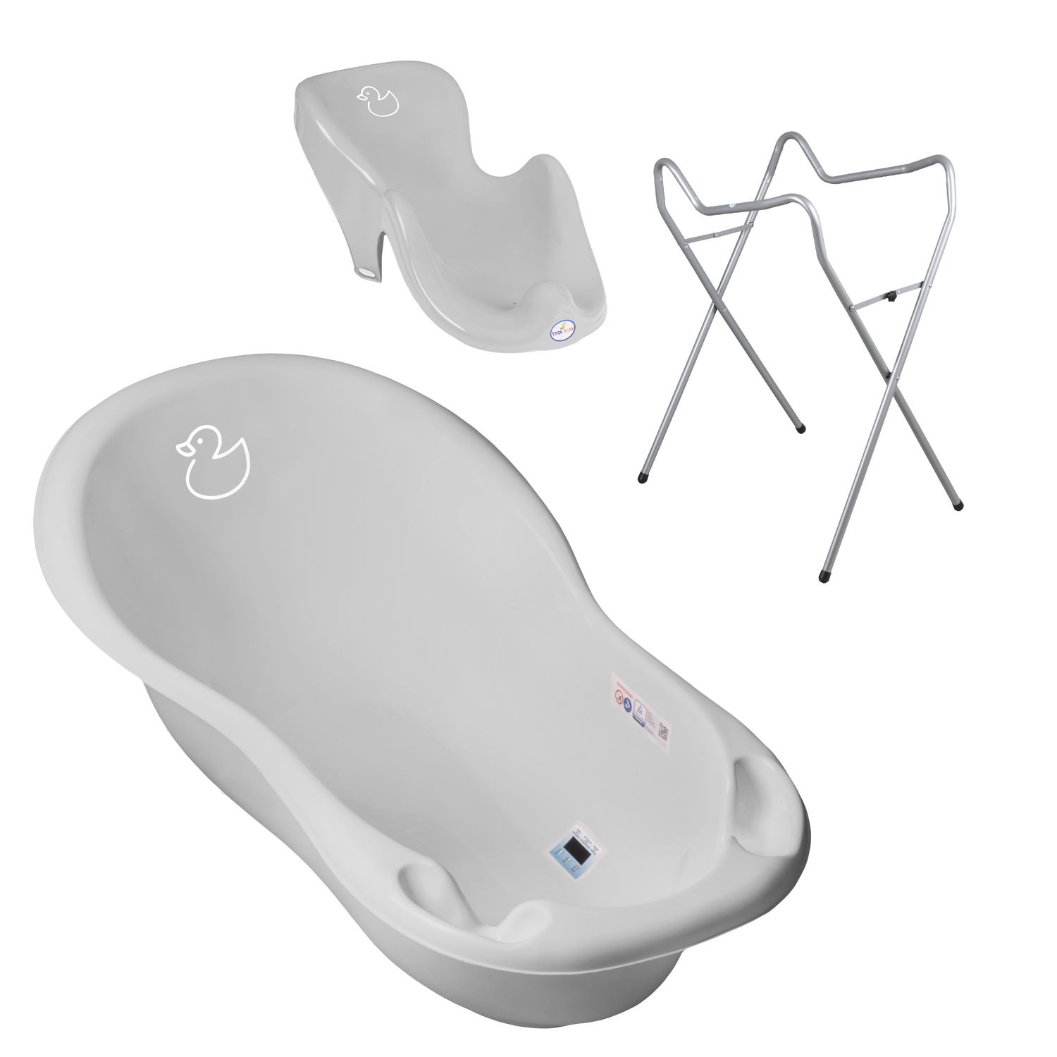 Set pachet cadita Duck 102 cm Gri + suport anatomic si suport universal fotografia produsului
