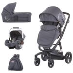 Carucior Chipolino Electra 3 in 1 silver cu cadru negru fotografia produsului