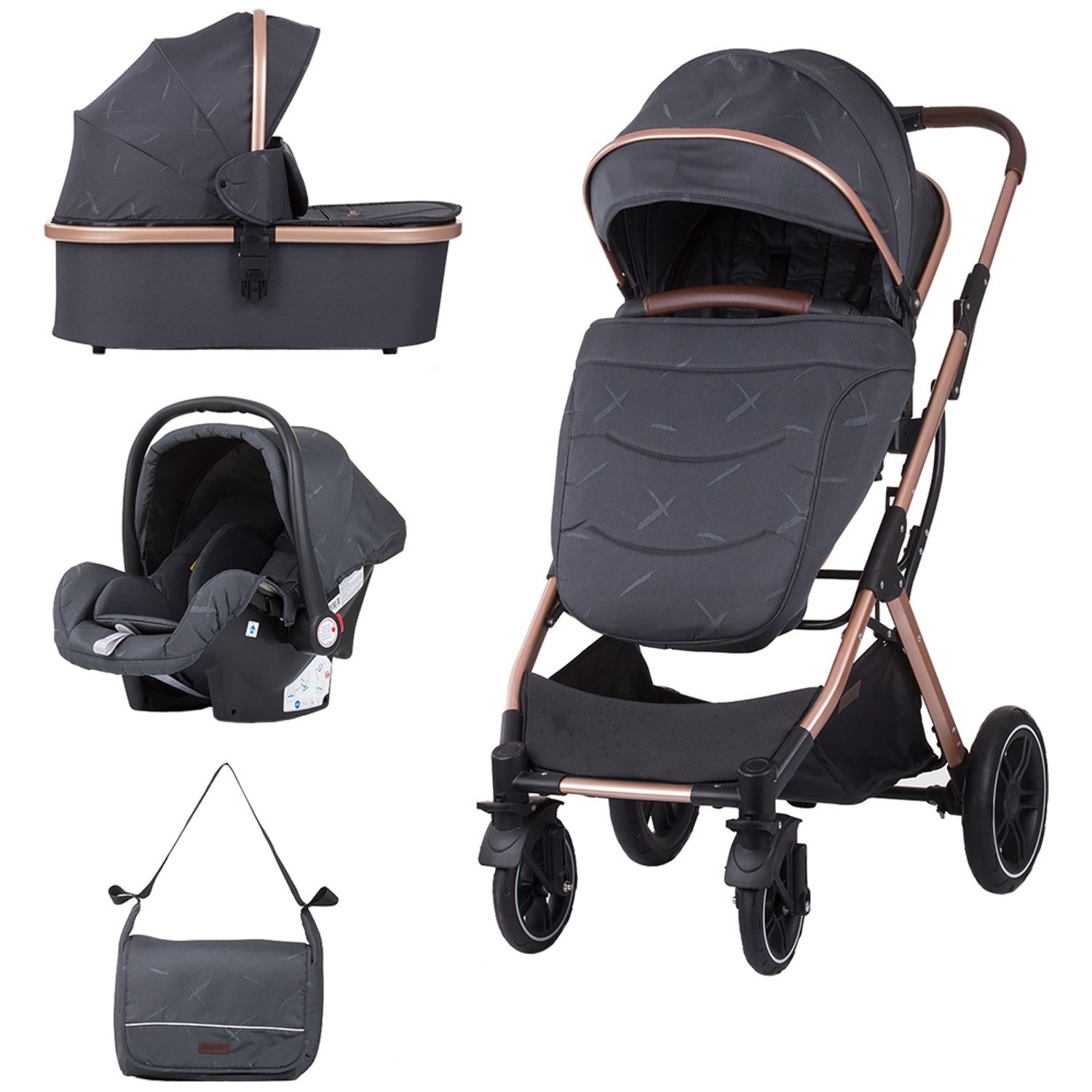 Carucior Chipolino Zara 3 in 1 anthracite fotografia produsului