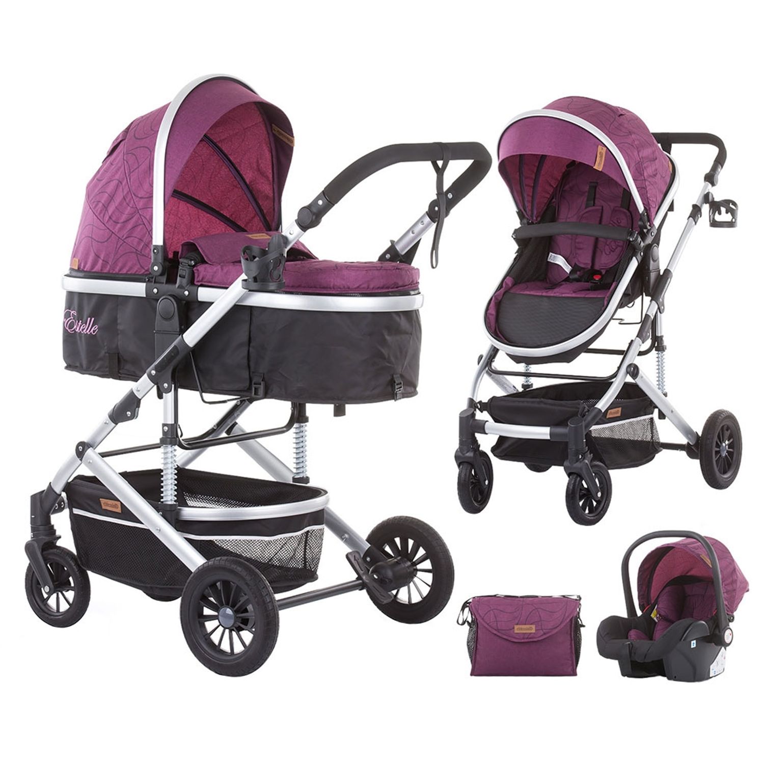 Carucior Chipolino Estelle 3 in 1 lilac fotografia produsului