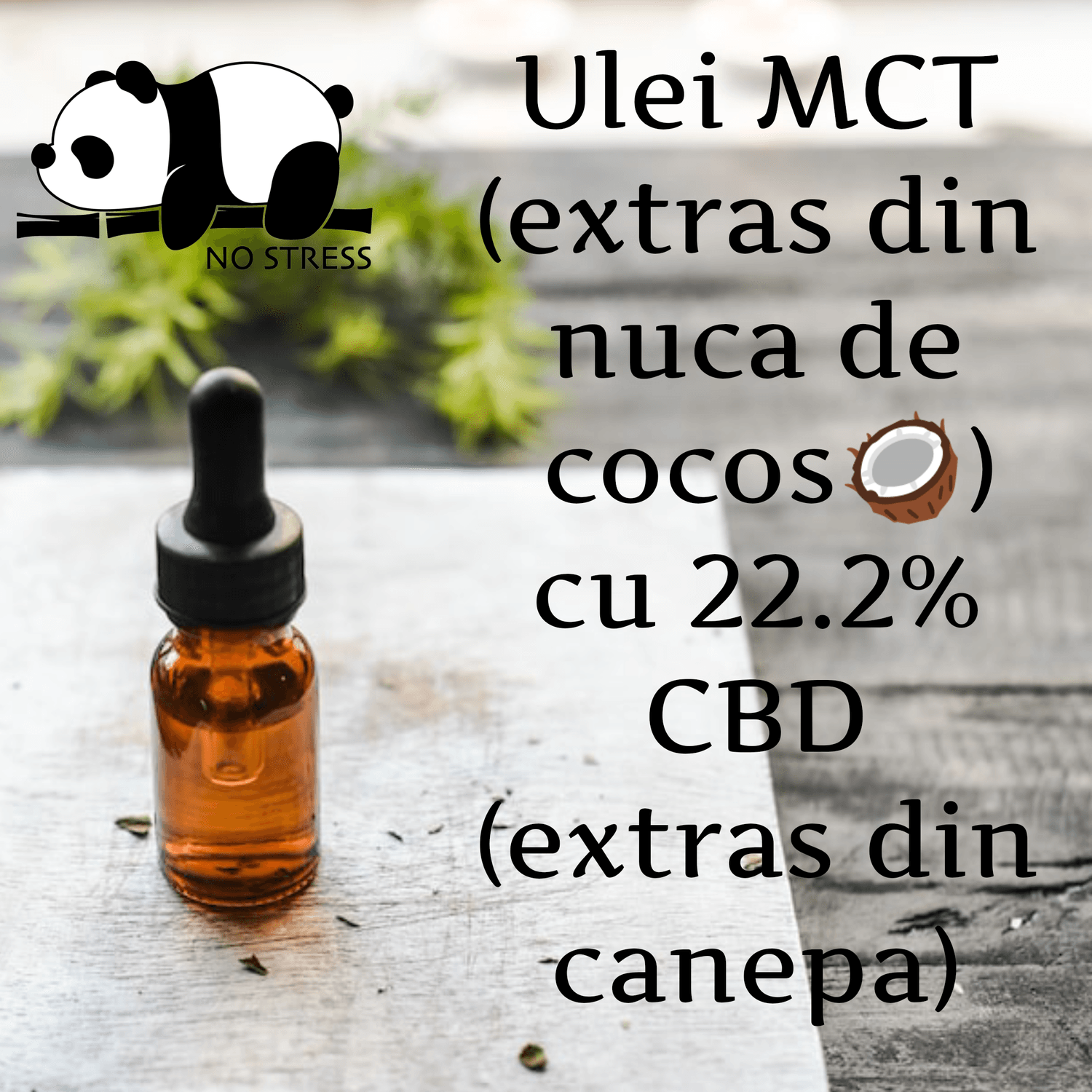 Ulei MCT , 10 ml, cu aroma menta, 22.2 % CBD No Stress fotografia produsului View 2 L