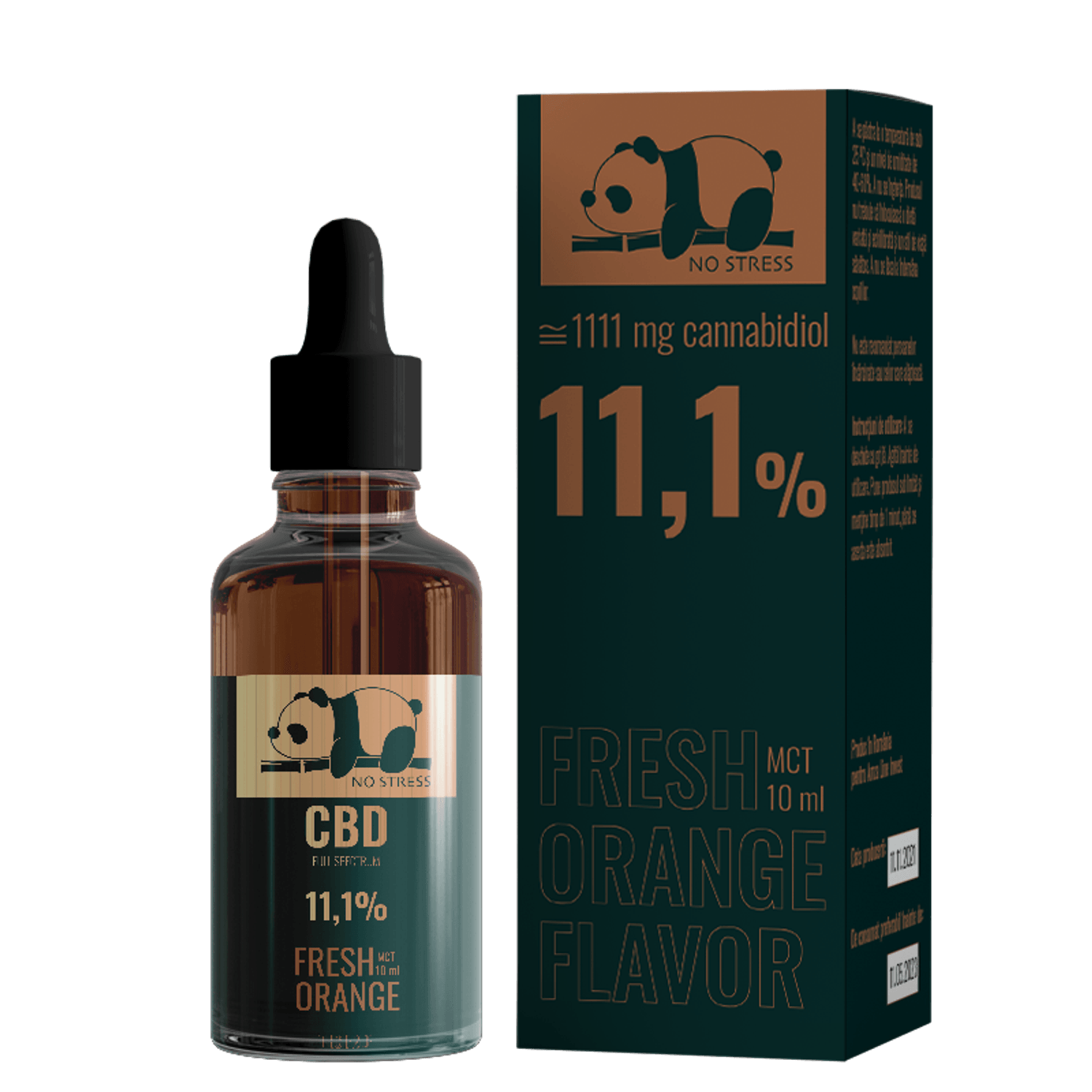Ulei MCT, 10 ml, cu aroma portocala, 11,1% CBD No Stress fotografia produsului