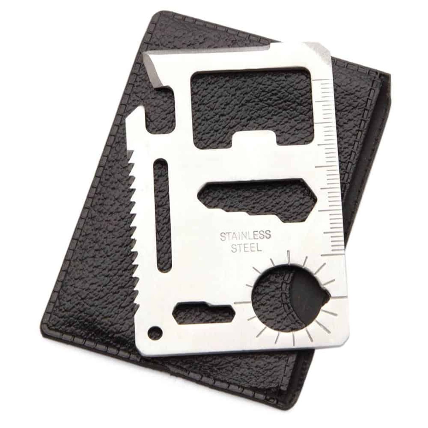 Card multifunctional de supravietuire, 11 instrumente, otel inoxidabil fotografia produsului