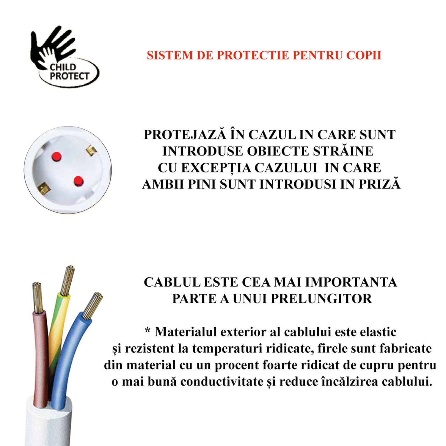 Prelungitor electric cu impamantare si protectie copii, 5 prize, cablu 3m fotografia produsului View 4 L