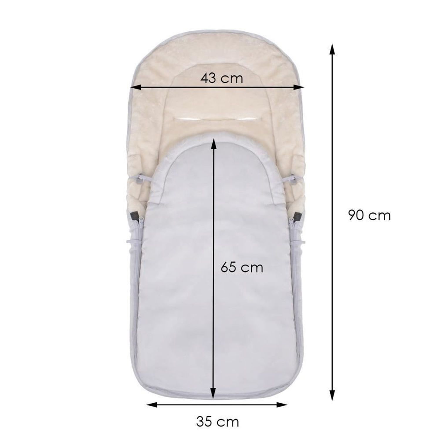 Sac de dormit pentru copii, bebelusi, cu husa, gri si bej, 90x43/35 cm, Springos fotografia produsului View 6 L