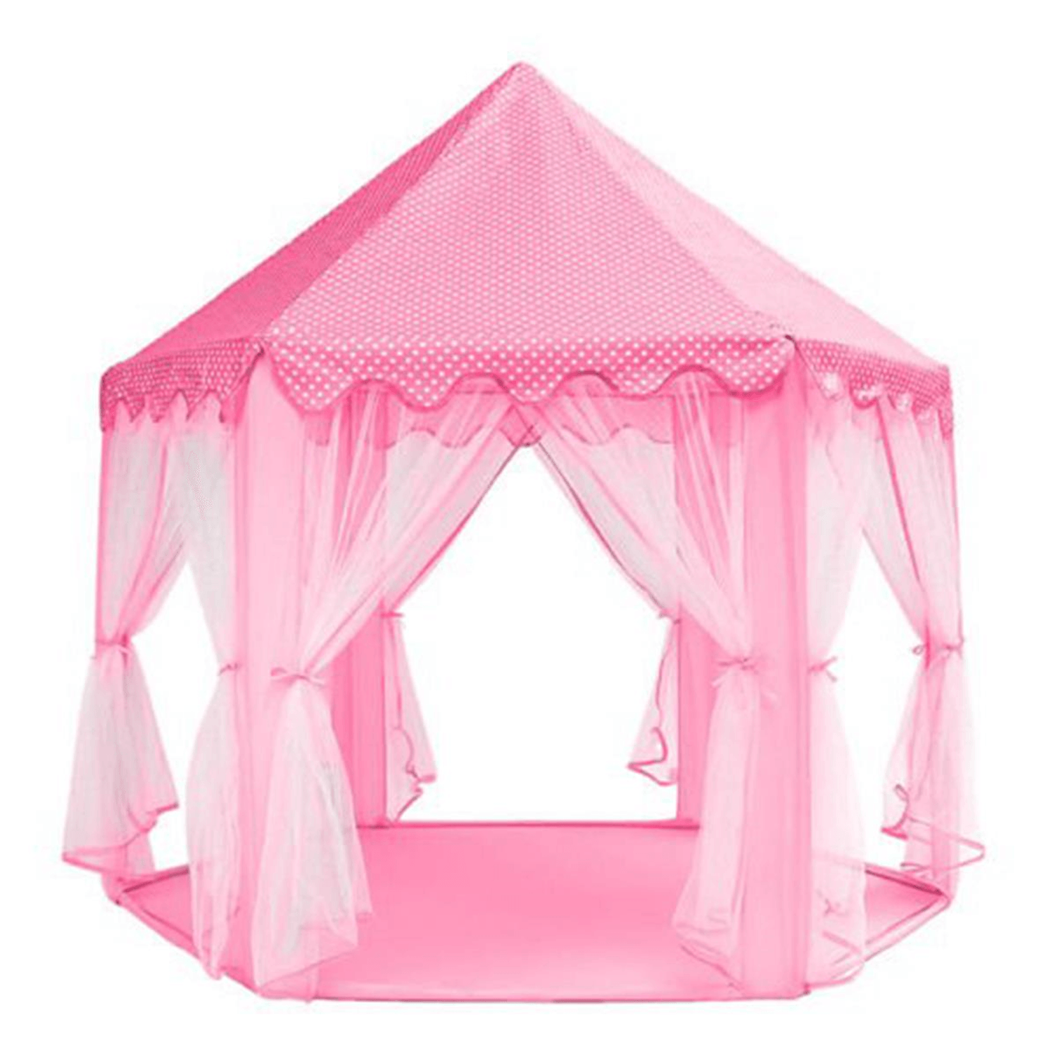 Cort de joaca pentru copii, hexagonal, cu perdele, roz, 135x135x140 cm fotografia produsului View 9 L