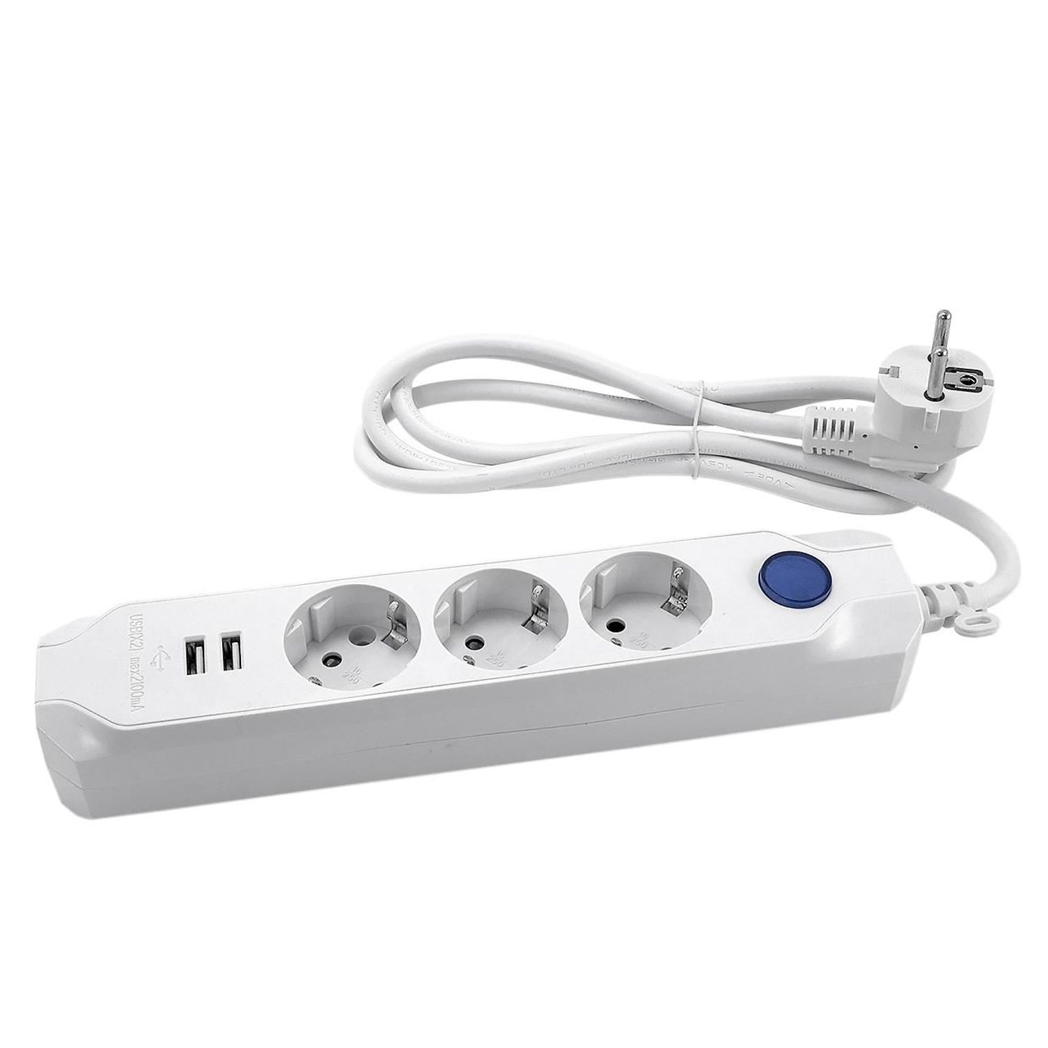 Prelungitor electric 3 prize, 2xUSB, 1.5 m, intrerupator, GELUX fotografia produsului