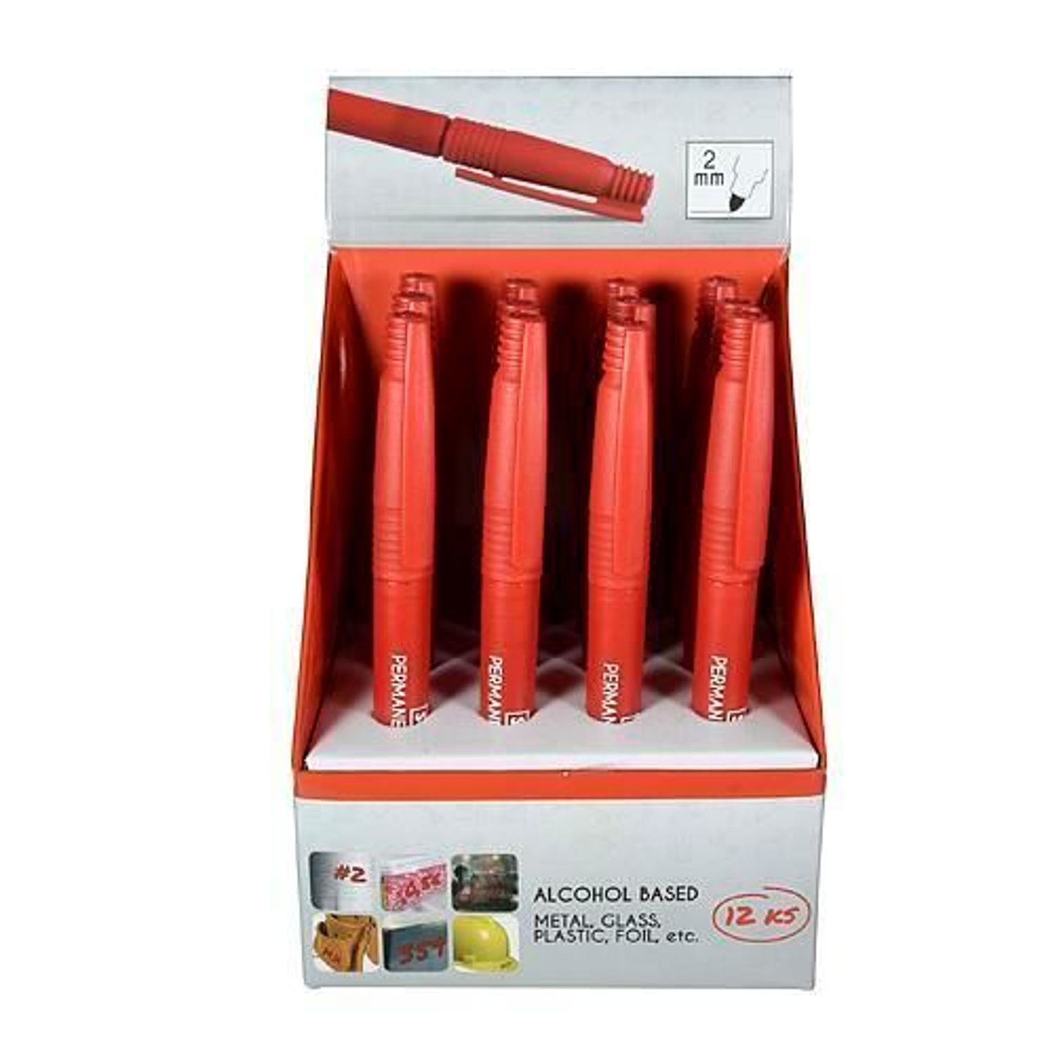 Marker permanent subtire rosu, set 12 buc, Strend Pro fotografia produsului