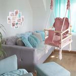 Leagan pentru copii, lemn, perna inima roz, 33.4x34.5x25 cm, Springos fotografia produsului View 6 S