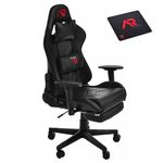 Scaun de gaming negru cu suport de picioare + mousepad cadou fotografia produsului