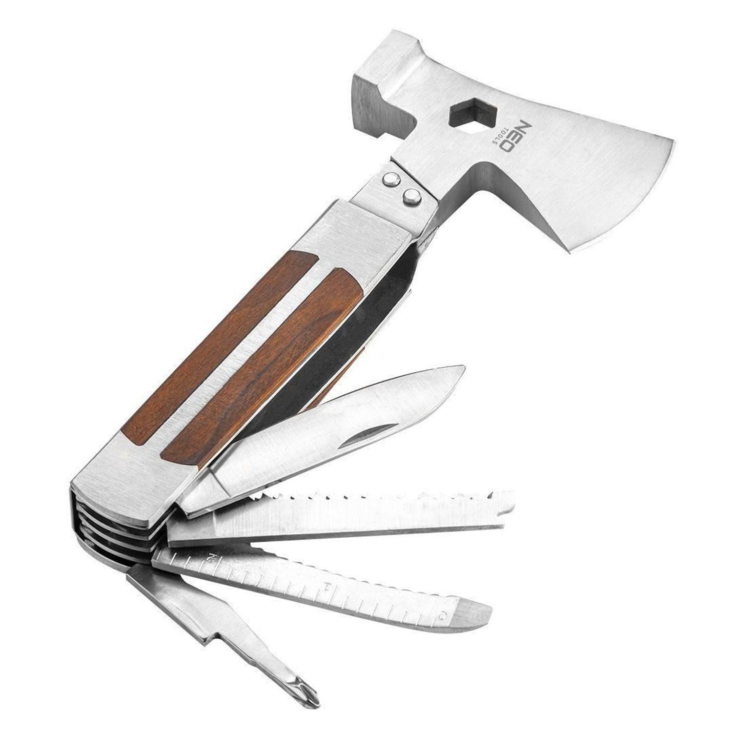 Unealta, briceag multifunctional, 11 in 1, model Survival, maner lemn, NEO fotografia produsului