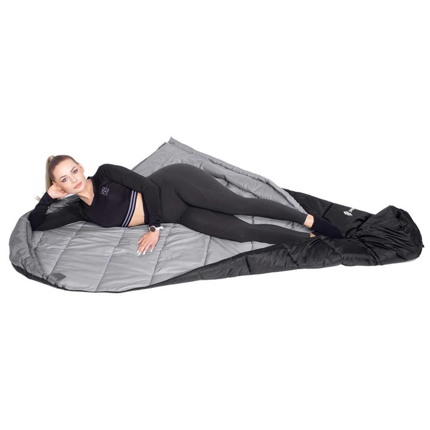Sac de dormit, turistic, negru si gri, 220x50/80 cm, Springos fotografia produsului View 15 L