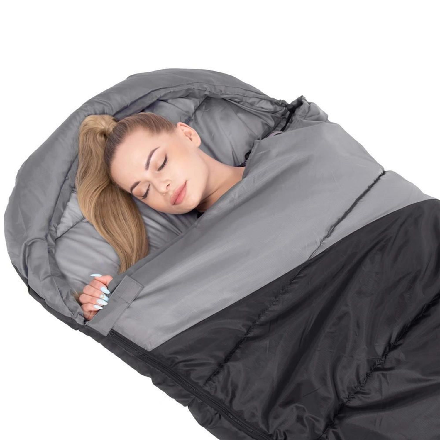 Sac de dormit, turistic, negru si gri, 220x50/80 cm, Springos fotografia produsului View 21 L