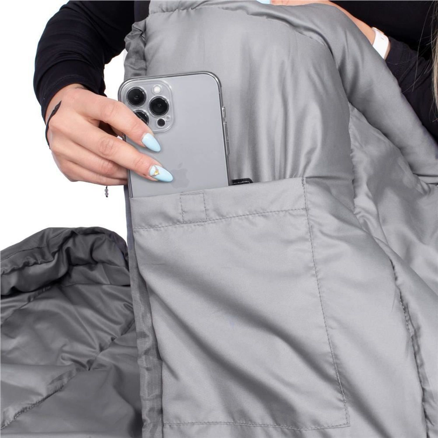 Sac de dormit, turistic, negru si gri, 220x50/80 cm, Springos fotografia produsului View 10 L
