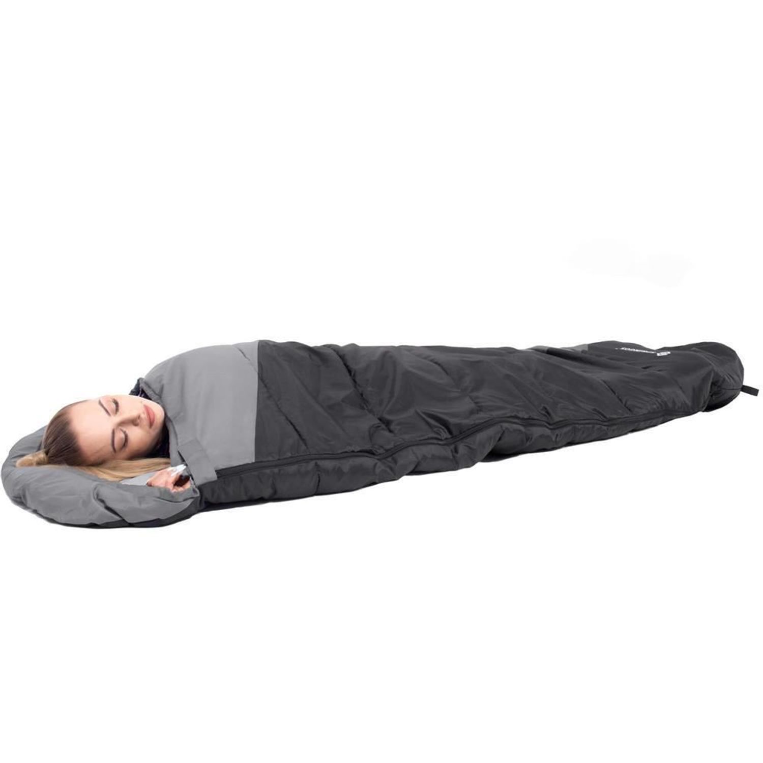 Sac de dormit, turistic, negru si gri, 220x50/80 cm, Springos fotografia produsului View 5 L