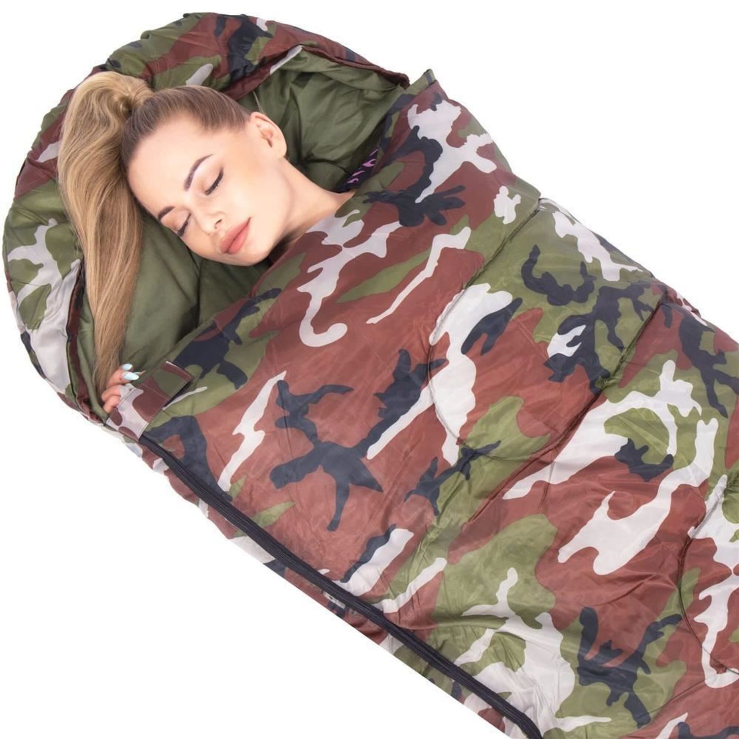 Sac de dormit, turistic, 2 in 1, camuflaj, 210x73 cm, Springos fotografia produsului View 10 L