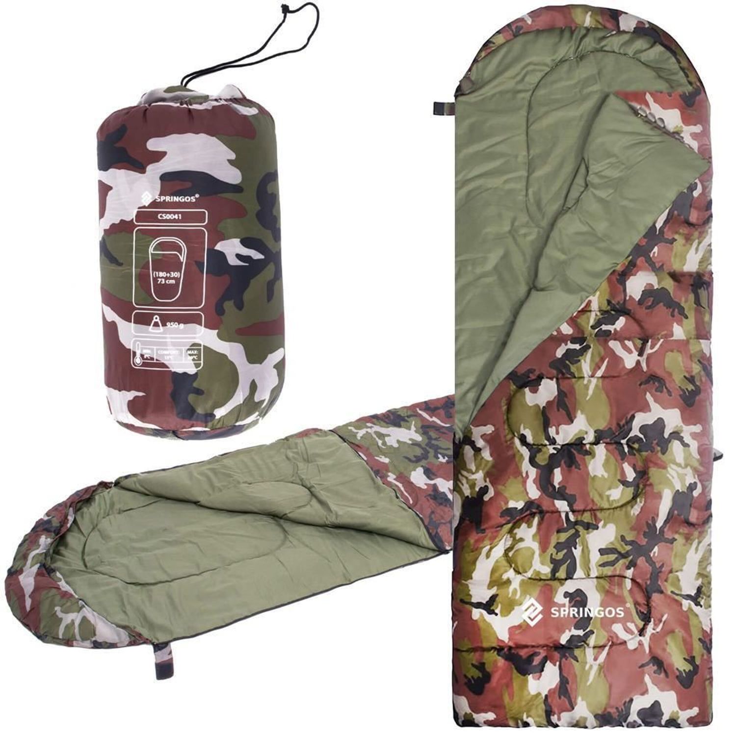 Sac de dormit, turistic, 2 in 1, camuflaj, 210x73 cm, Springos fotografia produsului View 20 L