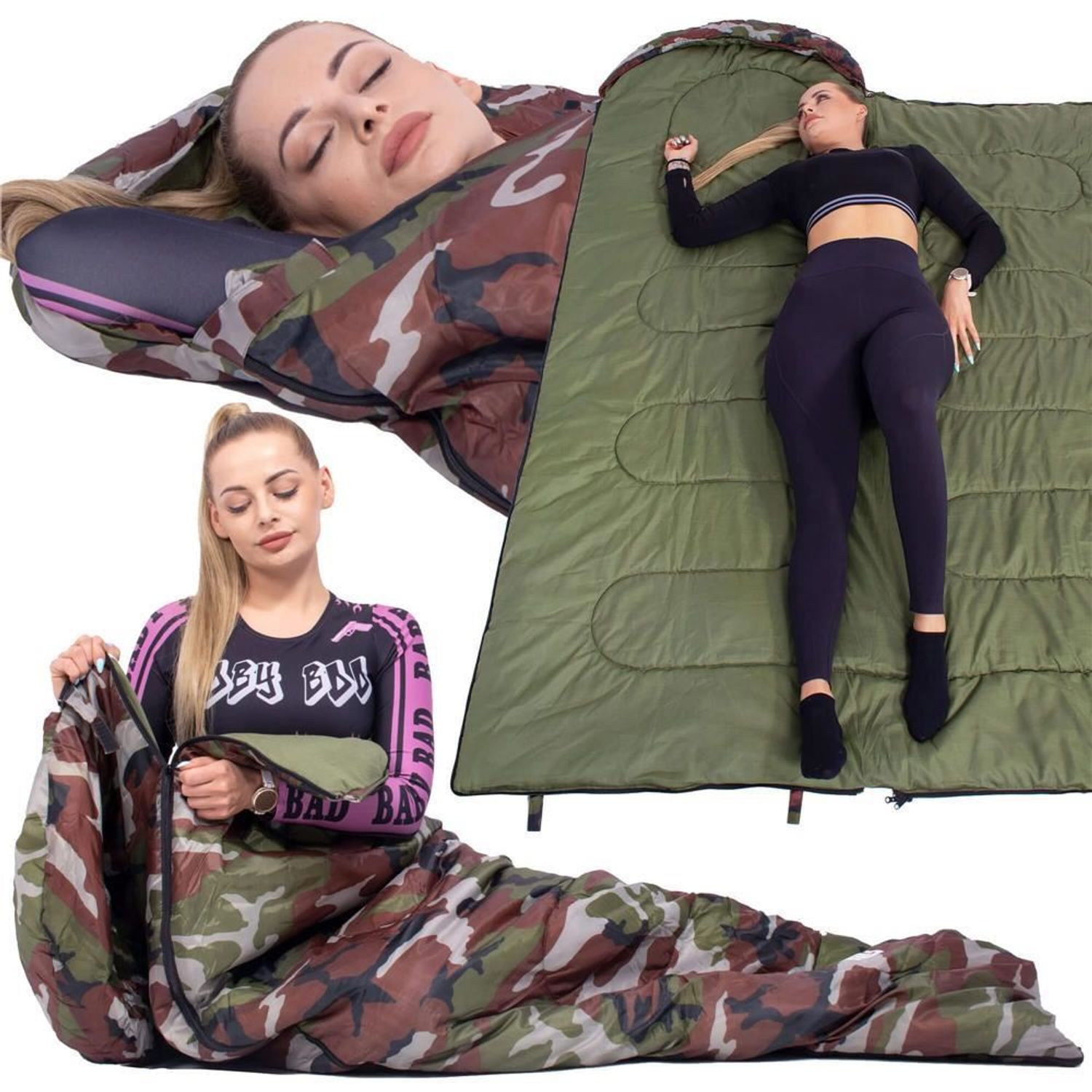 Sac de dormit, turistic, 2 in 1, camuflaj, 210x73 cm, Springos fotografia produsului View 21 L