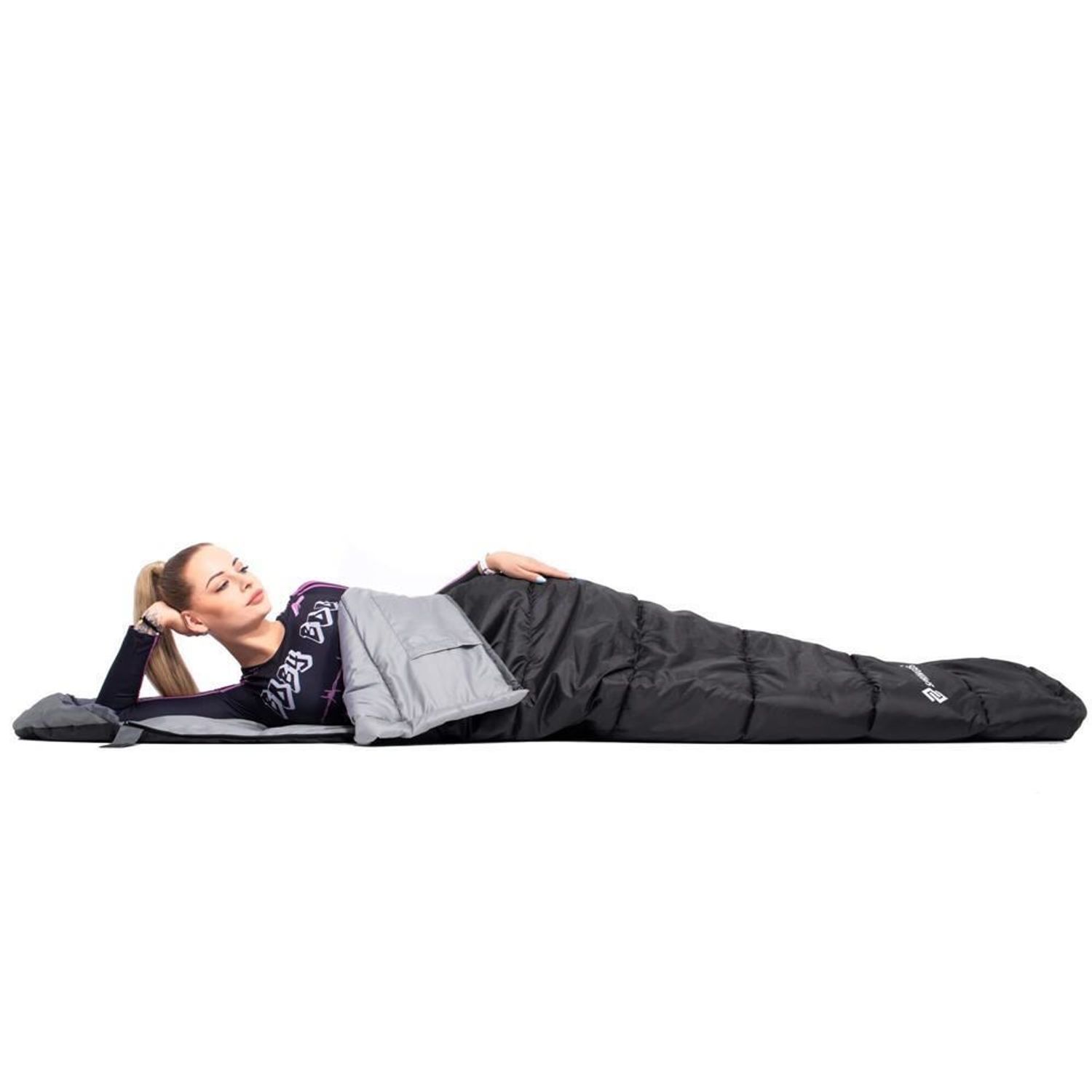 Sac de dormit, turistic, negru si gri, 220x50/80 cm, Springos fotografia produsului View 6 L