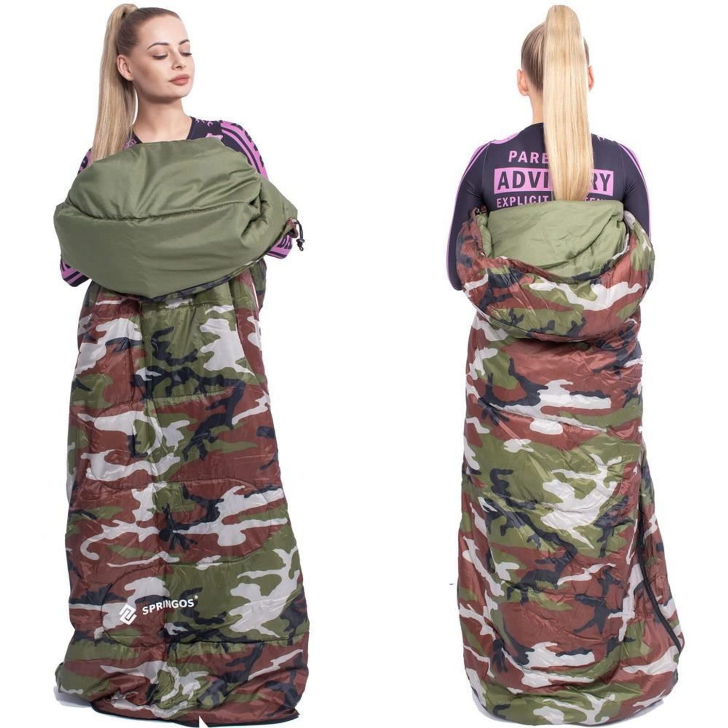 Sac de dormit, turistic, 2 in 1, camuflaj, 210x73 cm, Springos fotografia produsului View 6 L
