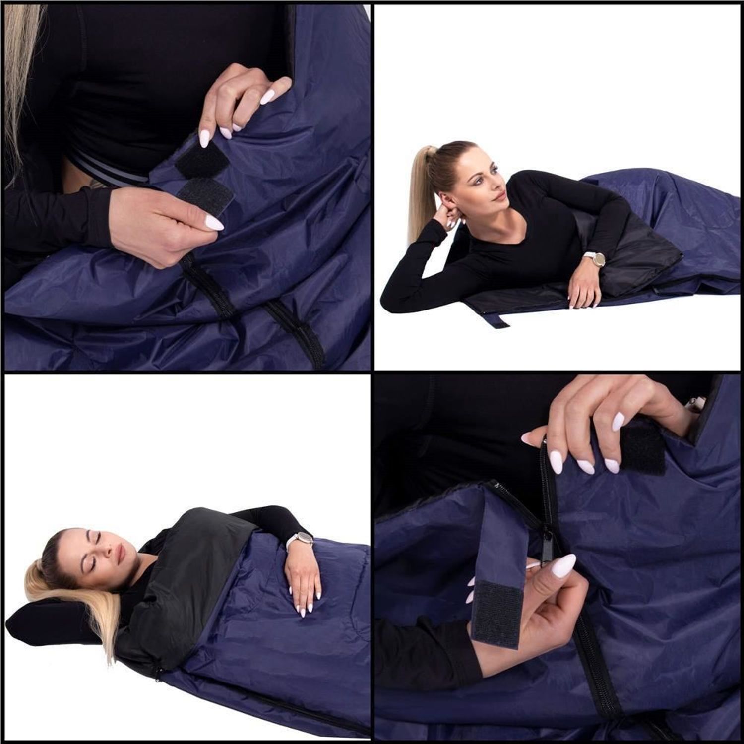 Sac de dormit, turistic, 2 in 1, albastru, 190x73 cm, Springos fotografia produsului View 8 L