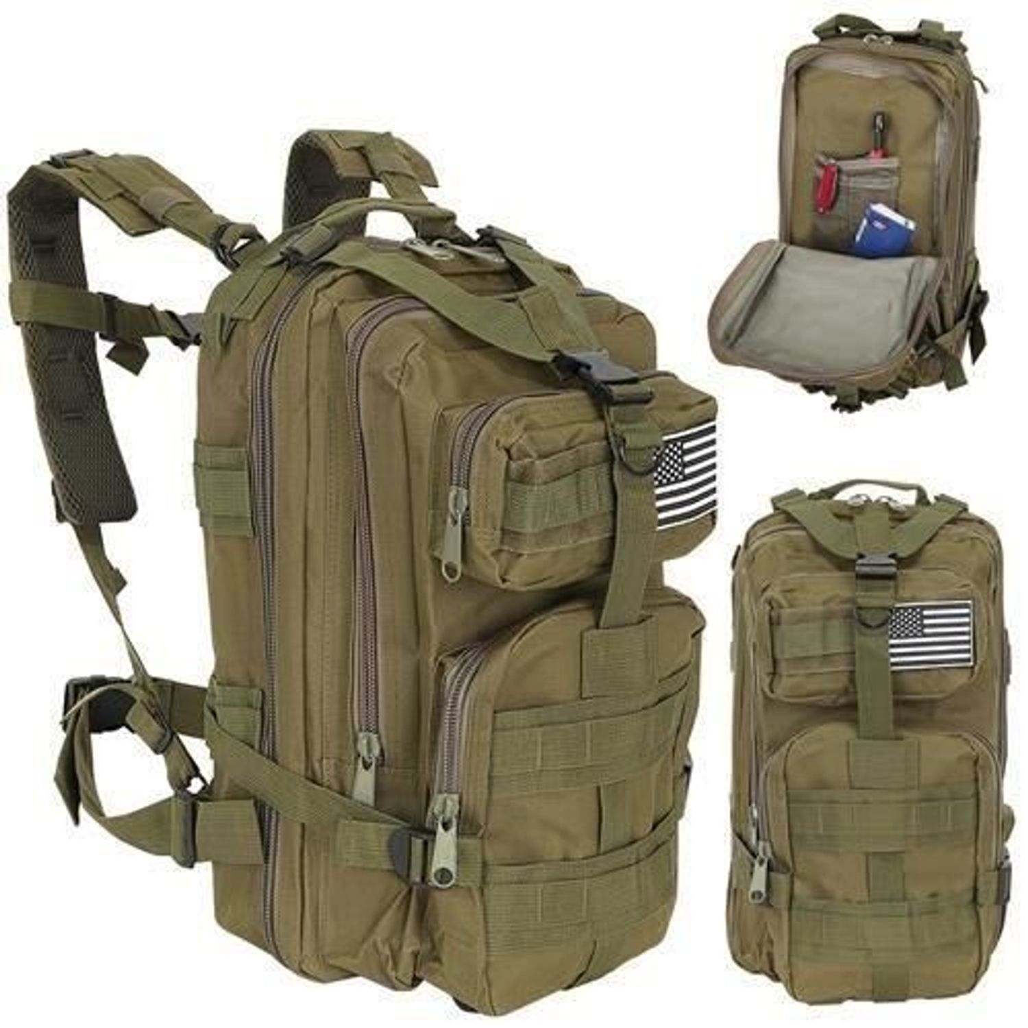 Ghiozdan/rucsac tactic, 5 compartimente, poliester 600D, verde, 20 L, 29x20x45 cm, Isotrade fotografia produsului View 19 L