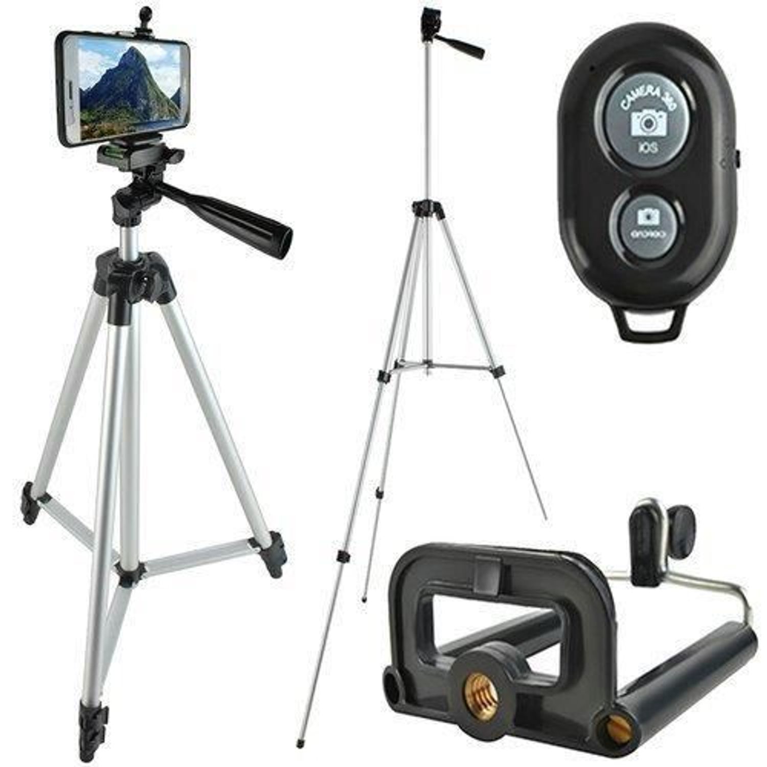 Trepied/suport smartphone, pentru selfie, cu telecomanda, bluetooth, 45-133 cm fotografia produsului View 17 L
